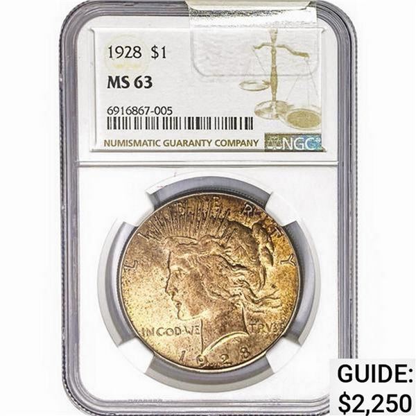 1928 Silver Peace Dollar NGC MS63