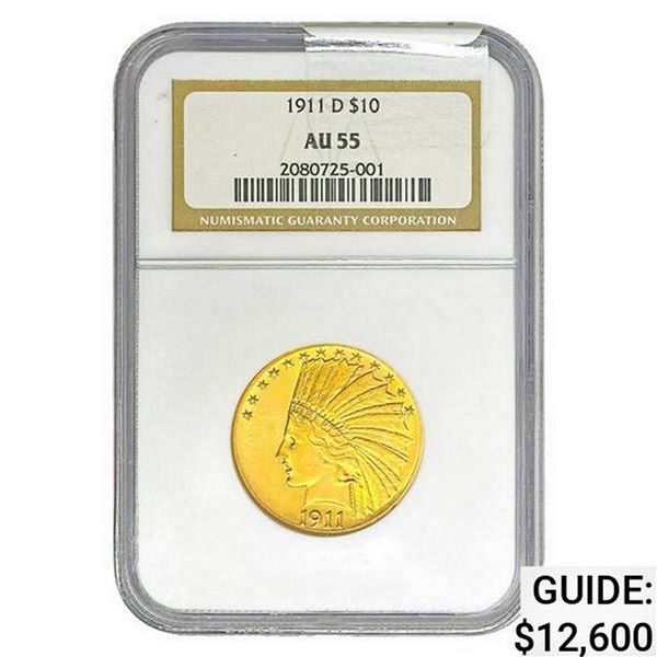 1911-D $10 Gold Eagle NGC AU55