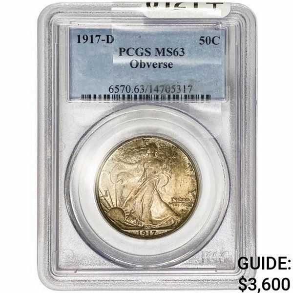 1917-D Walking Liberty Half Dollar PCGS MS63 Obverse