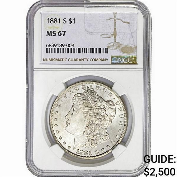 1881-S Morgan Silver Dollar NGC MS67