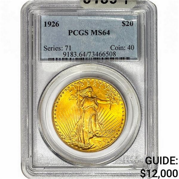 1926 $20 Gold Double Eagle PCGS MS64