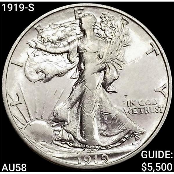 1919-S Walking Liberty Half Dollar CHOICE AU