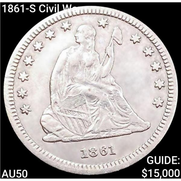 1861-S Civil War Seated Liberty Quarter CLOSELY UNCIRCULATED