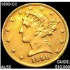 Image 1 : 1890-CC $5 Gold Half Eagle HIGH GRADE