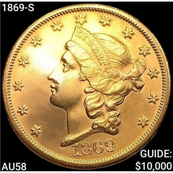 1869-S $20 Gold Double Eagle CHOICE AU