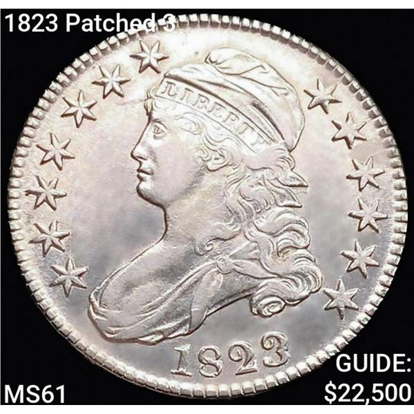 1823 Patched 3 Capped Bust Half Dollar UNCIRCULATED
