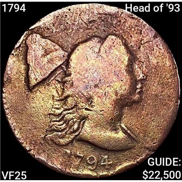 1794 Head of '93 Liberty Cap Cent LIGHTLY CIRCULATED