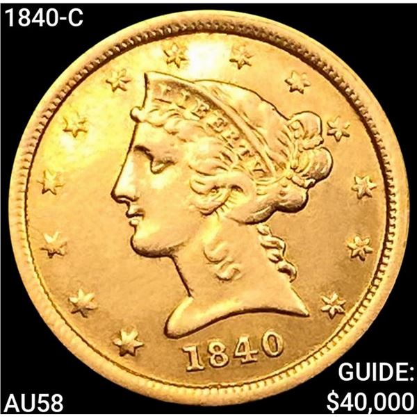 1840-C $5 Gold Half Eagle CHOICE AU