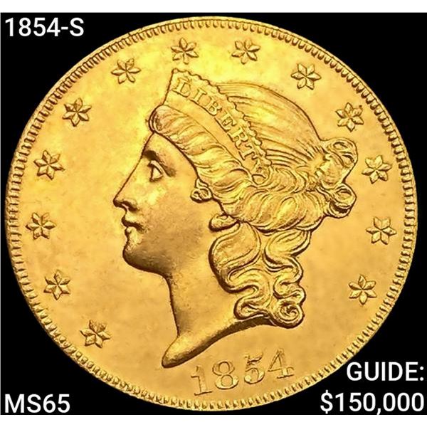 1854-S $20 Gold Double Eagle GEM BU