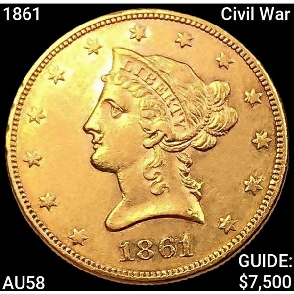 1861 Civil War $10 Gold Eagle CHOICE AU