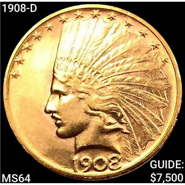 1908-D $10 Gold Eagle CHOICE BU