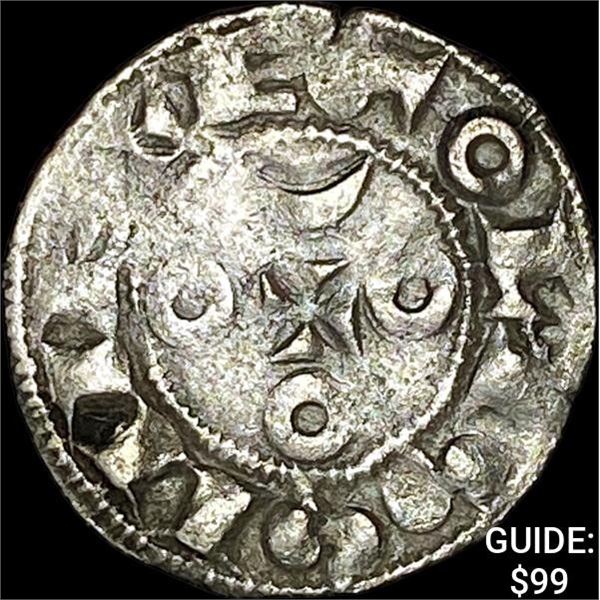 [1170-1245] France Crusades Silver Denier NEARLY UNCIRCULATED