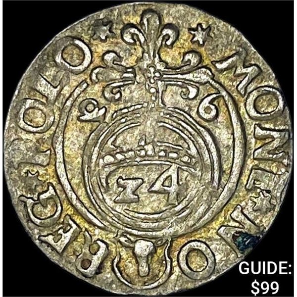 [1587-1632] Poland Sigismund III Silver 3 Polker CLOSELY UNCIRCULATED