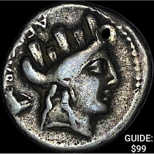 84 BC Roman P. Furius Crassipes Silver Denarius NEARLY UNCIRCULATED