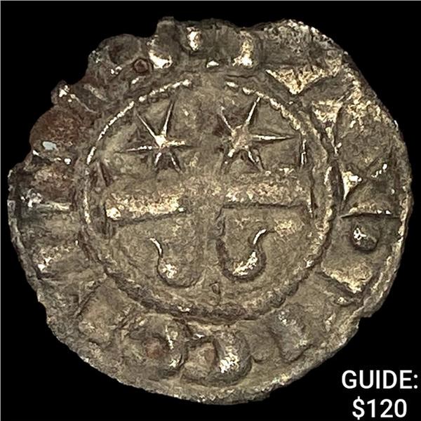 [1241-1257] Nevers County Mahaut II Silver Denier NEARLY UNCIRCULATED