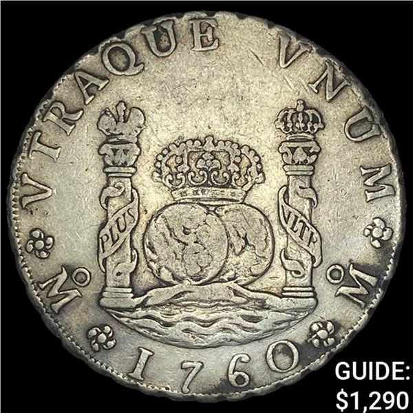 1760Mo MM Mexico Silver 8 Reales NEARLY UNCIRCULATED