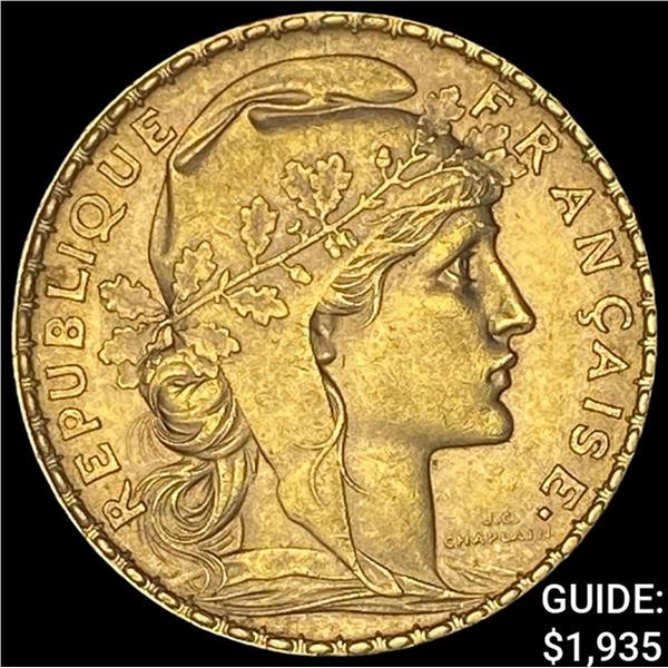 1905 France Rooster Gold 20 Franc .1867oz UNCIRCULATED
