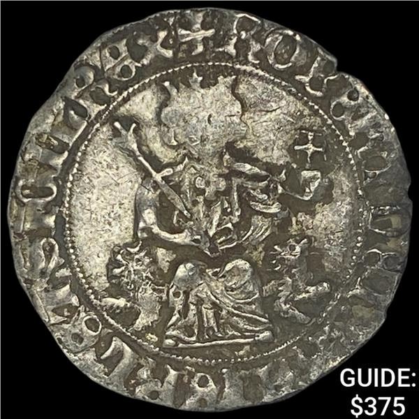 1309-1343 Naples Crusades Silver Robert II NEARLY UNCIRCULATED