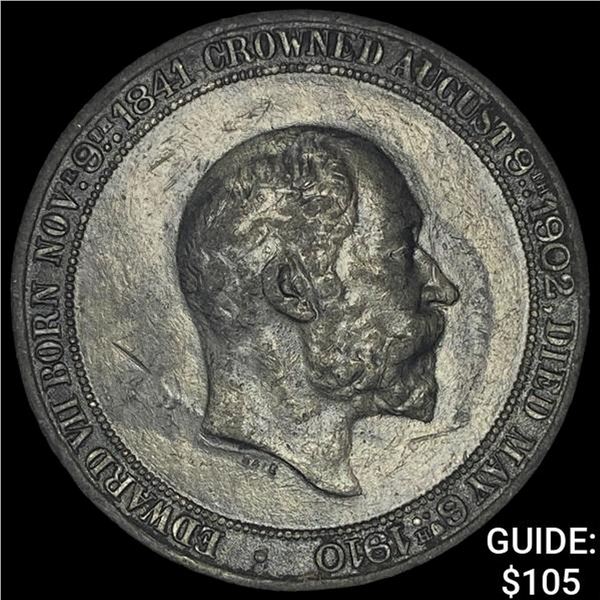 1910 G. Britain Edward VII Silver Death Medal CHOICE AU