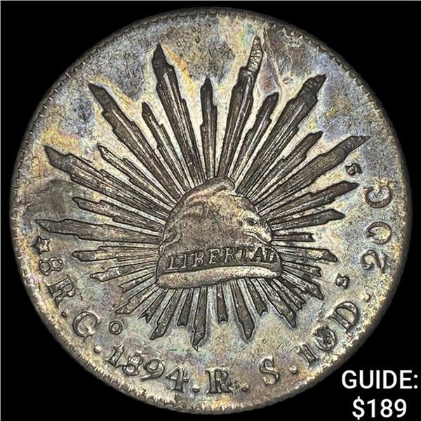 1894Go RS Mexico Silver 8 Reales CLOSELY UNCIRCULATED