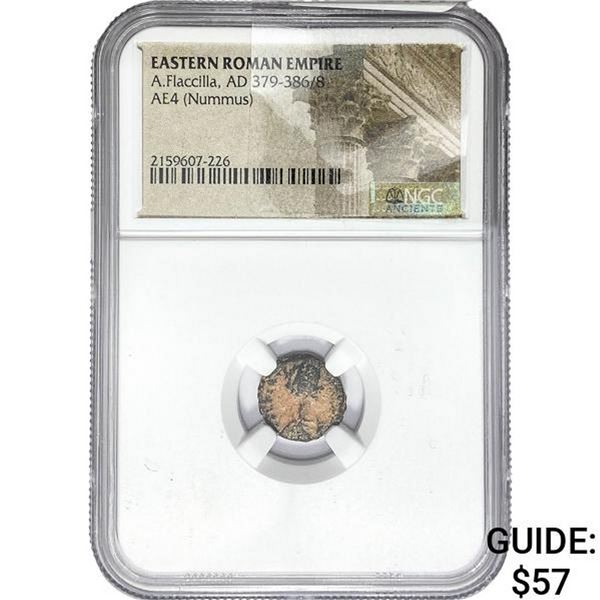 East Roman A.Flacilla, AD 379-386/9 AE4 Nummus NGC