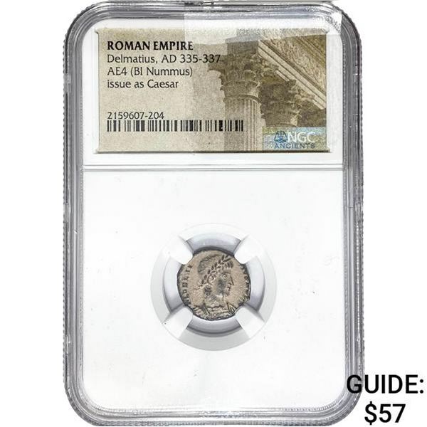 Roman Delmatius, AD 335-337 AE4 BI Nummus NGC