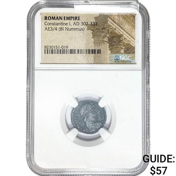 Roman Constantine I, AD 307-337 AE3/4 BI Nummus NGC