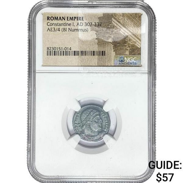 Roman Constantine I, AD 307-337 AE3/4 BI Nummus NGC