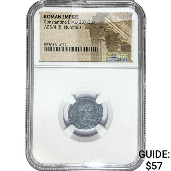 Roman Constantine I, AD 307-337 AE3/4 BI Nummus NGC
