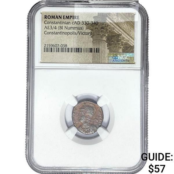 Roman Constantinian cAD 330-340 AE3/4 BI Nummus NGC