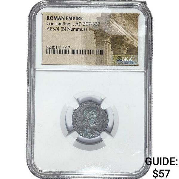 Roman Constantine I, AD 307-337 AE3/4 BI Nummus NGC