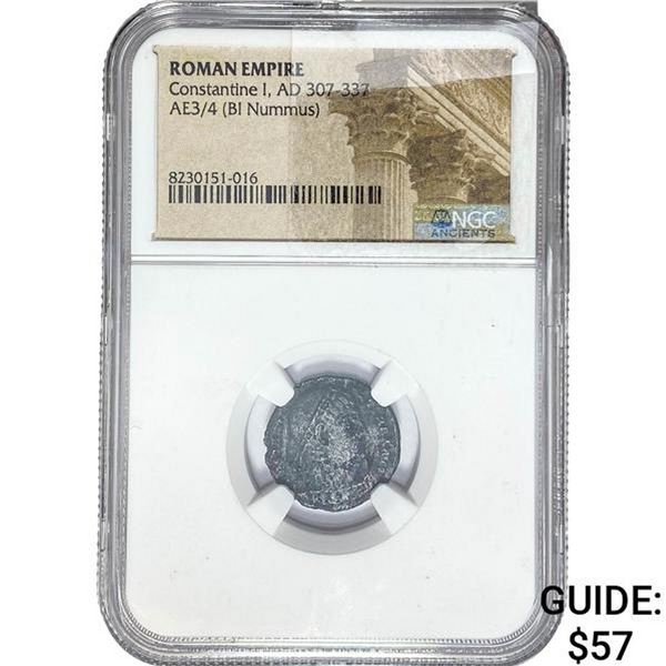 Roman Constantine I, AD 307-337 AE3/4 BI Nummus NGC