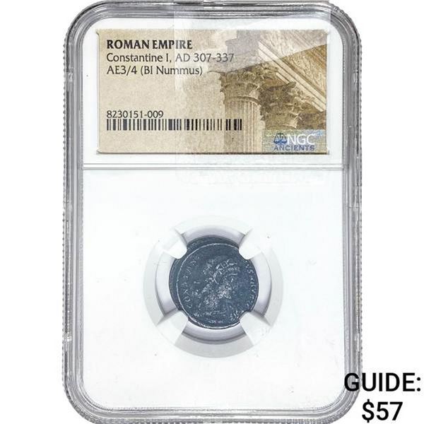 Roman Constantine I, AD 307-337 AE3/4 BI Nummus NGC