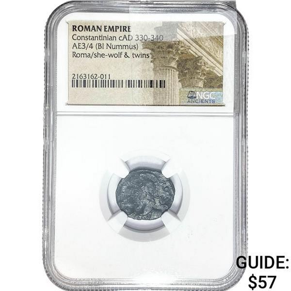 Roman Constantinian cAD 330-340 AE3/4 BI Nummus NGC