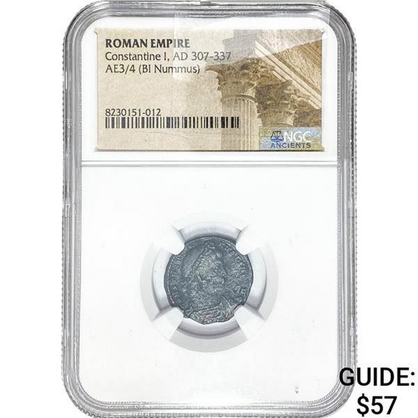 Roman Constantine I, AD 307-337 AE3/4 BI Nummus NGC