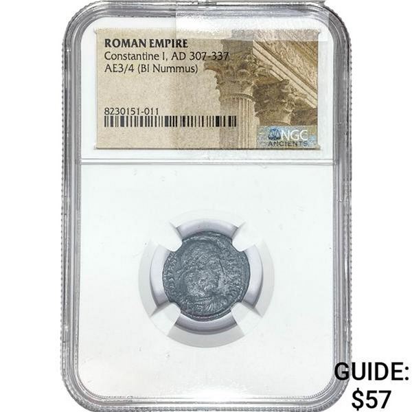 Roman Constantine I, AD 307-337 AE3/4 BI Nummus NGC