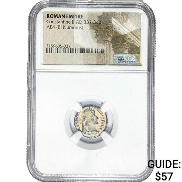 Roman Constantine II, AD 337-340 AE3/4 BI Nummus NGC