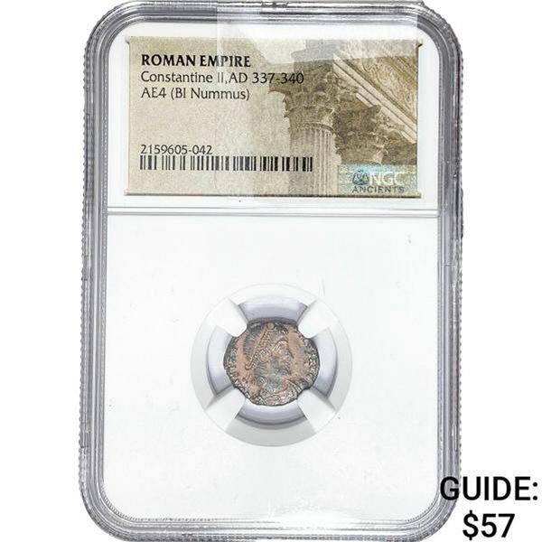 Roman Constantine II, AD 337-340 AE3/4 BI Nummus NGC