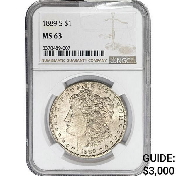 1889-S Morgan Silver Dollar NGC MS63