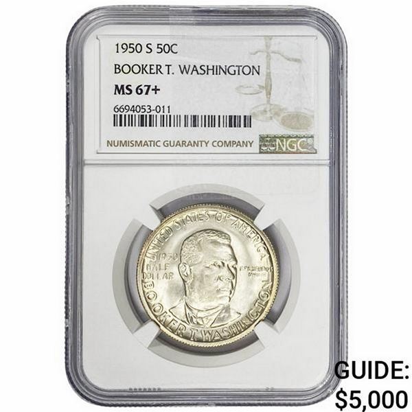 1950-S Booker T Half Dollar NGC MS67+