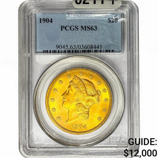 1904 $20 Gold Double Eagle PCGS MS63