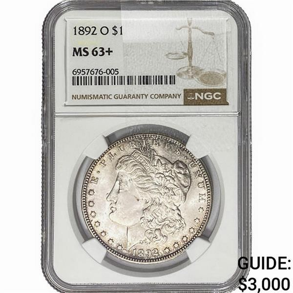 1892-O Morgan Silver Dollar NGC MS63+