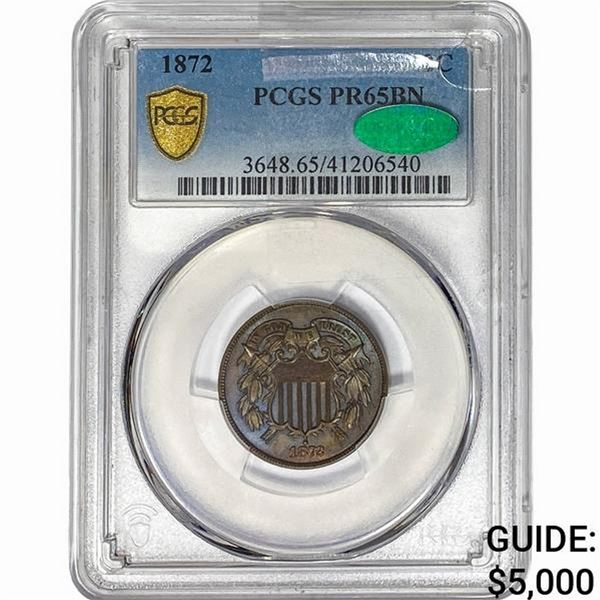 1872 CAC Two Cent Piece PCGS PR65 BN