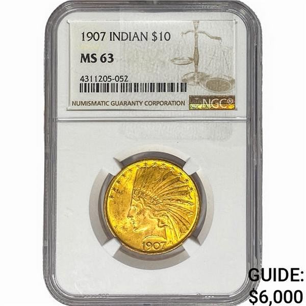 1907 $10 Gold Eagle NGC MS63