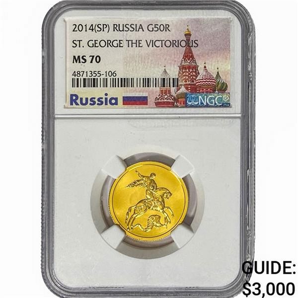 2014-SP Russia 1/4oz Gold Roubles NGC MS70