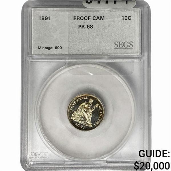 1891 Seated Liberty Dime SEGS PR68