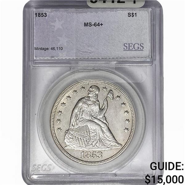 1853 Seated Liberty Dollar SEGS MS64+