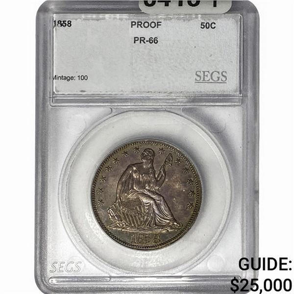1858 Seated Liberty Half Dollar SEGS PR66