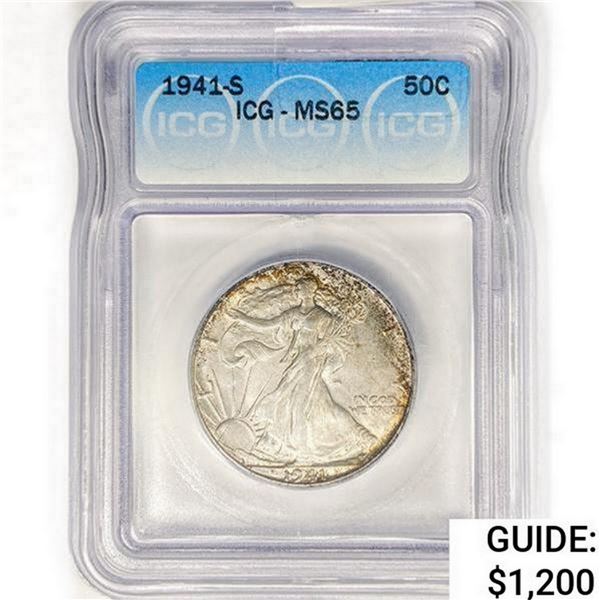 1941-S Walking Liberty Half Dollar ICG MS65
