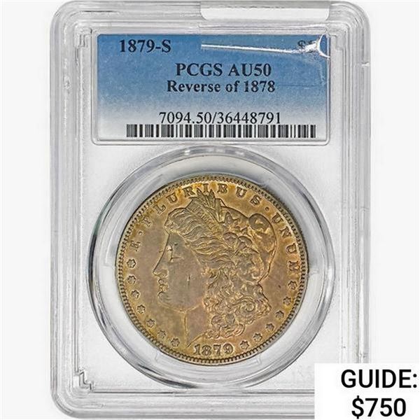 1879-S REV78 Morgan Silver Dollar PCGS AU50